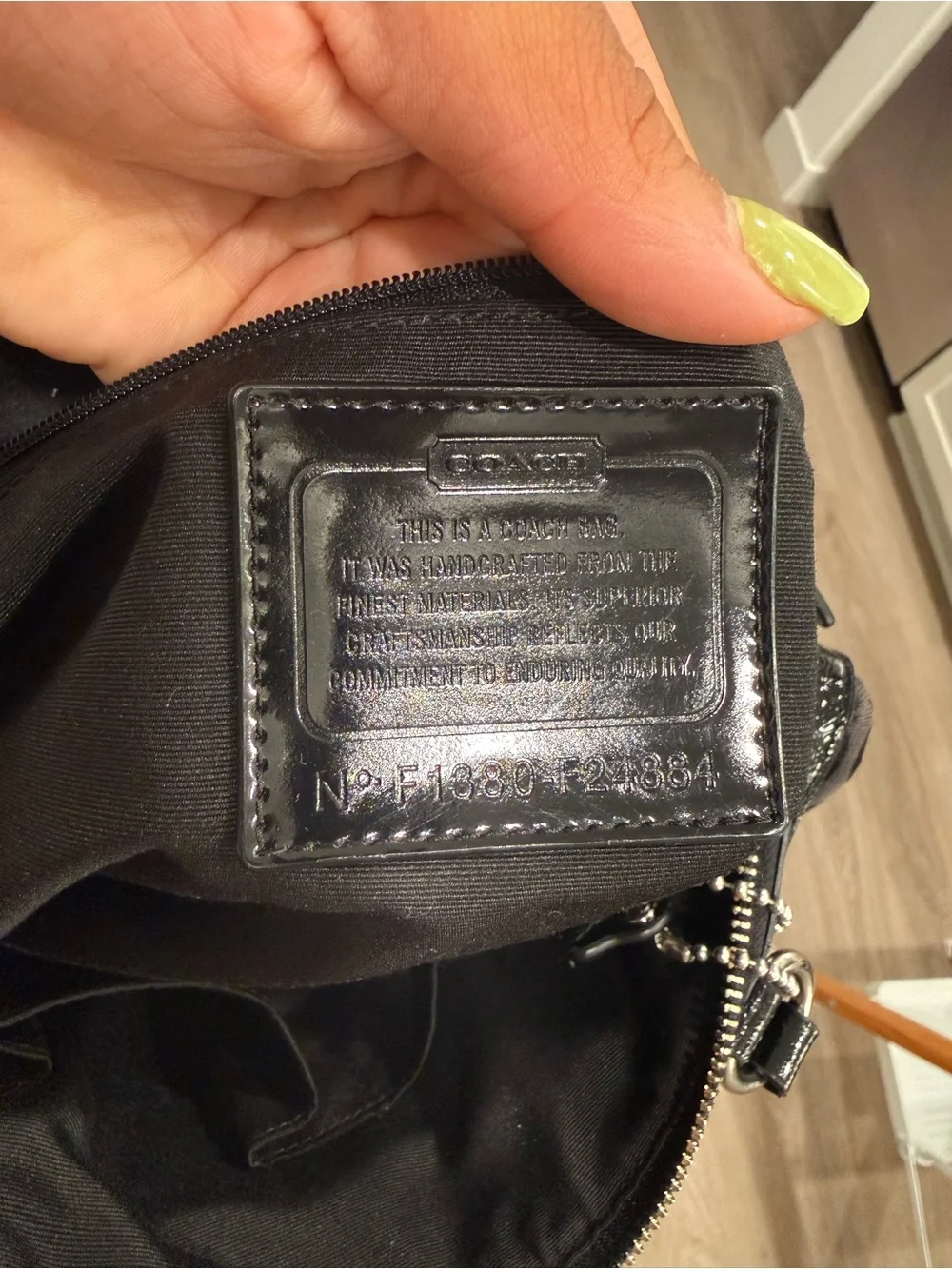 Coach Black Signature Tote with Leather Trim